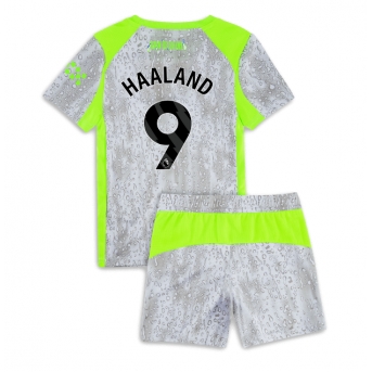 Billige Fotballdrakt Manchester City Erling Haaland #9 Replika Tredjedraktsett Barn 2025-26 Kortermet (med bukser)